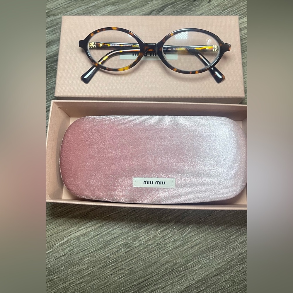 Miu Miu Tortoise Glasses with Pink Case